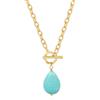 KOOUNUATA Collana con Pendente in Turchese Catena Spessa Placcata Oro 18K Collana con Chiusura Toggle alla Moda per Donna