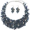 Bocar Collana da donna alla moda, con colletto grosso e cristalli, set di collana e orecchini, fatto a mano, regalo per lei