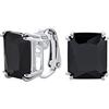 Bling Jewelry Tradizionale Classico Nero Rettangolo Taglio Radioso AAA CZ Moda Dichiarazione Grande Solitario Clip Su Orecchini Per Donne Argento Placcato Non Forced Onice Simulazione 12X14Mm