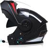 Casco Modulare Bluetooth, Casco da Moto Integrale Omologato ECE, Casco Modulare con Doppia Visiera di Comunicazione Interfono Integrato, per Adulti, Donne E Uomini Adulti Casco