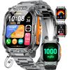 HIRREO Orologio Smartwatch Uomo, Batteria 1000 mAh con Torcia LED, Orologio Sportivo Display HD 2.01 Quadrato, 100+ Modalità Sport, Impermeabile IP68, Compatibile con Android e iOS (Nero-Arancione)