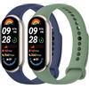 YLK 2 Pezzi Cinturini per Xiaomi Mi Band 9/8/10, Cinturino Silicone di Morbido Traspirante Solo per Xiaomi Mi Band 8/9/10 per Donna e Uomo (Blu scuro+Verde oliva)