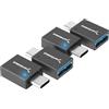 SABRENT Adattatore da USB C a USB, confezione da 4, convertitore USB 3.2 di tipo C femmina a USB-A maschio, trasferimento dati 10 Gbps, Plug & Play per laptop, PC, flash drive (HB-CAM4)