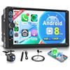 Rimoody 8 Core 6G+128G Android Autoradio 2 Din con Wireless Carplay Android Auto 4G SIM WiFi BDS GPS Navi 7 Pollici Touchscreen Autoradio con Mirror Link Bluetooth AM/FM/RDS DSP/EQ/SWC Telecamera Posteriore