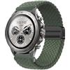 GIOPUEY 22mm Cinturini Magnetica Compatibile con Mibro Watch GS Explorer/Explorer S, Cinturino in Morbido Nylon Intrecciato [Unisex] [Traspirante] - Green