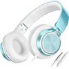 AILIHEN C8 Cuffie Cablate Con Microfono Cuffie On-Ear Pieghevoli e Regolabili Controllo Volume Audio Stereo HD Jack Da 3,5 mm Per Chromebook, Laptop, Smartphone, Studio, Ufficio, Viaggi(Azzurro)