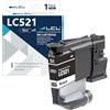 LCL LC521 Nero Cartuccia d'inchiostro LC521 LC-521 LC521BK LC-521BK(1-Pack) | Compatibile per Brother DCP-J1260DW DCP-J1310DW DCP-J1313DW DCP-J1360DW DCP-J1460DW