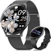 ESFOE Smartwatch Donna,Display AMOLED curvo 1,43, 7,9 mm ultrasottile,Orologio Smart Watch con Chiamate,2 Cinturini,Frequenza Cardiaca,IP68 Impermeabile Fitness Tracker Android iOS Nero