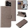 LBH Custodia protettiva per Samsung Galaxy S26 Ultra, con motivo con farfalle e fiori, funzione leggio, magnetica, protezione completa a 360°, colore grigio