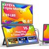 KEFEYA 15,6 Doppio Monitor Portatile per Laptop, IPS FHD HDR Estensione Schermo per Laptop Pieghevole a tre Schermi, Cura Occhi, VESA, Rotazione a 330°, HDMI USB-C Plug-Play con Windows macOS PS4/5