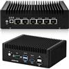 AIOPCWA Fanless Firewall Appliance Mini PC, 6 x i226-V 2.5GbE LAN, Core i5-7200U Desktop Micro PC, OPNsense Router, DB9 COM, HD+DP, USB-C, SATA3.0, AES-NI, DDR3L Barebone NO RAM/SSD