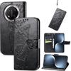 JIUNINE Cover a Libro in Pelle per Honor Magic7 Lite, Nero