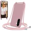 Jrkvniv Cover per Samsung Galaxy A56 5G con Cordino, Morbido TPU Silicone Case con Laccio Tracolla, Regolabile e Rimovibile, Antiurto AntiGraffio Case per Samsung Galaxy A56, Rosa