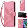 SIENIANLINE Cover per Motorola Moto G54 5G custodia portafoglio Rosa | 3 scomparti carte, 1 tasca banconote, Chiusura magnetica, Supporto, Pelle PU flip cover per Moto G54 Power