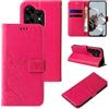 LBH Custodia protettiva per Samsung Galaxy S26 Ultra, con motivo a farfalle e fiori, funzione leggio, magnetica, protezione completa a 360°, colore: rosa