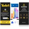 Yodoit Batteria da 5000 mAh per iPhone 11, batteria ad alta capacità 0 cicli per modelli A2111, A2221, A2223 con kit di riparazione