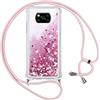 Vauki Cover Glitter per Xiaomi Poco X3 NFC/X3/X3 Pro con Cordino,Custodia Brillantini Liquido Quicksand, Trasparente Bling Sabbie Donna Morbido Silicone Antiurto Protettivo Case per Poco X3 Pro 6.67