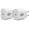P37 Caricatore USB C 20W PD Ricarica Rapida, Confezione da 2 Alimentatori da Muro USB-C Compatibili con iPhone 17 16/15, Galaxy, iPad e Smartphone USB-C