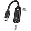 HOYULLI Adattatore jack da USB C a 3,5 mm (2 in 1) per Apple Type C di ricarica auricolare Aux cavo audio Dongle per iPhone 16 15 Pro Max, compatibile con microfono Samsung S25 per iPad Android