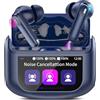 Thunelec Auricolari wireless blu scuro 2026 Bluetooth 5.4 con auricolari touch screen