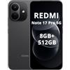 XIAOMI Redmi Note 17 Pro 5G,Smartphone 8G+512GB,6.83 1.5K AMOLED display,120Hz,8340mAh Silicon-Carbon Battery,50MP Main Camera,67W HyperCharge,Nero,Caricabatterie non incluso
