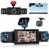 CAMECHO 4 Canali 1080P Dash Cam Auto integrata anteriore, 360° Telecamera integrata anteriore/sinistra/destra/posteriore, Display 3'' Visione Notturna Registrazione in loop Rilevamento del movimento
