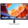 KTC Monitor 32 Pollici 4K UHD, Pannello VA 3840×2160, HDR10, 99% sRGB, ΔE<2, Luce Blu Ridotta, HDMI 2.0, DP 1.4, Supporto Regolabile, VESA 100×100 mm, Monitor Bianco per Ufficio e Creazione, H32U6