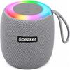 MONTY SOUL Altoparlante Bluetooth Portatile 5W con Luci RGB, Speaker Wireless IPX4, Subwoofer Integrato, Microfono Vivavoce, USB, TF Card, Compatibile con iPhone, Android e PC (SH-309) (Grigio)
