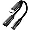 Telaryn Adattatore USB C Jack 3,5 mm 2 In 1, 2 In 1 Usb C A Jack E Ricarica Adattatore USB C a 3,5 mm con Ricarica Rapida PD 60 W, Audio AUX DAC, Tipo C Maschio Doppia Porta Cuffie e Compatibile con