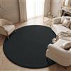 Homaxy Tappeto moderno per soggiorno, rotondo, confortevole, morbido e soffice, lavabile, con fondo antiscivolo, a pelo corto, per corridoio, cameretta dei bambini, camera da letto, 120 x 120 cm, nero