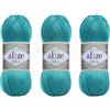Alize Diva Filato a mano 100% Microfibra Acrilica Filato Alize Diva Effetto Seta Crochet Artigianato Pizzo Artigianato Lotto di 3 matasse 300 gr Colore 376 - Ciano