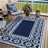 PureCozy Tappeto da Esterno Antipioggia 150x240cm, Impermeabili Eeversibili Lavabili, Antiscivolo, Anti-UV, Tappeto per Terrazze,Giardini,Camper,Picnic,Balcone,Blu & Bianco