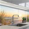 KitchenYeah© Paraschizzi Cucina Adesivo Pannello Parete per Paraspruzzi | 60x200 cm - Adesivi Muro Spiaggia - Sole - Duna - Erba - Sabbia - Orizzonte