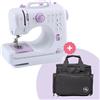 Crafts&Co® Macchina da cucire e borsa combinata | Mini macchina da cucire per principianti con 12 punti | Borsa per macchina da cucire con scomparti portaoggetti