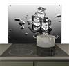 KitchenYeah© Paraschizzi Cucina Pannello Dietro Piano Cottura Fornelli a | 77x51 cm - Gas Paraspruzzi, Protezione Induzione Ghiaccio - Acqua - Grigio - Nero