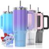 WATERSY 891ml Tazza Termica con Manico, 30oz Tazza da Caffè Doppia Parete Acciaio Inox Senza BPA, Bicchiere Termico Lavabile in Lavastoviglie, per Palestra, Auto e Viaggio (Viola-Blu)