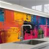 KitchenYeah© Paraschizzi Cucina Adesivo Pannello Parete Paraspruzzi Muro | 80x300 cm - Decorativo Aspetto della pittura - Arte - Moderna - Astratta