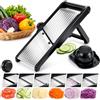 Generico Mandolina Affettatrice Professionale - Lame Giapponesi in Acciaio Inox - Taglio Regolabile a Fette, Julienne e Waffle - Base Antiscivolo in Silicone - Tagliaverdure Multifunzionale con Guanti e Spingi
