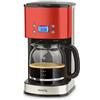 H.Koenig MG30 Macchina per Caffe americano programmabile con timer. Filtro in acciaio inossidabile, 1,5L (12 tazze), caraffa in vetro graduato, 1000W, sistema antigoccia, spegnimento automatico, Rosso