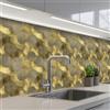 KitchenYeah© Paraschizzi Cucina Adesivo Pannello Parete Paraspruzzi | 80x300 cm - Pannelli retro Moderno - Geometrico - Oro