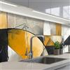 KitchenYeah© Paraschizzi Cucina Adesivo Pannello Parete per Paraspruzzi | 80x300 cm - Adesivi Muro Arte - Oro - Grigio - Moderno