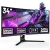 Gawfolk Monitor Curvo 34 Pollici Gaming Monitor 240hz, 1500R, UWQHD 3440x1440, Adaptive Sync, HDMI2.0 & DP1.4