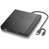Quirlig Masterizzatore DVD CD Esterno, USB 3.0 Type C Lettore CD DVD Esterno per PC, CD/DVD +/-RW Drive Ultrasottile Unità CD DVD Esterna per PC Laptop Desktop MacBook Mac OS Win11/10/8/7/XP Linux Vista