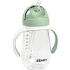BÉABA, Biberon/Tazza di apprendimento 2 in 1, Tazza con cannuccia per bambini, 100% a tenuta, Salvagoccia, Facile da aprire, Manici removibili, Tritan e Silicone, 300 ml, Verde Salvia