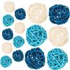 Levemolo Palline Accessori Diffusore Elegante Decorative 15 Pezzi in Rattan Sfere Sferiche Bianche e Blu per Decorazioni Party e Hotel