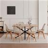 JZGORC Set Tavolo e Sedie da Pranzo Moderno - 6 Sedie da Pranzo (Cachi) + Tavolo da Pranzo in MDF con Gambe in Metallo (Tavolo: 140x78x77 cm)