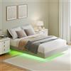 HOMCOM Letto sospeso 140x190cm con illuminazione LED, lino, Beige