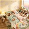 BestAlice letto per bambini da terra 180x200, letto matrimoniale con protezione anticaduta, letto Montessori 90x200 cm, letti singoli 2 in 1, per 2 bambini, in legno massiccio, bianco, senza rete a