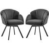 Yaheetech Set 2 Sedie Imbottite Velluto Fiore Girevoli 360° Cuscino