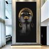 ZMFBHFBH Poster e Stampe Donne Nere Quadri su Tela Ragazza Nuda Africana con Copricapo Dorato Dipinti su Tela Immagini della Stanza da Parete 50x100 cm (19x39) Senza Cornice